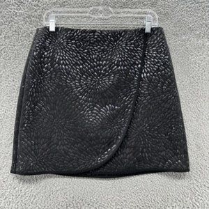 LOFT Skirt Women's Petites 10P Black Metallic Burst Wrap‎ Skirt Ladies 10P